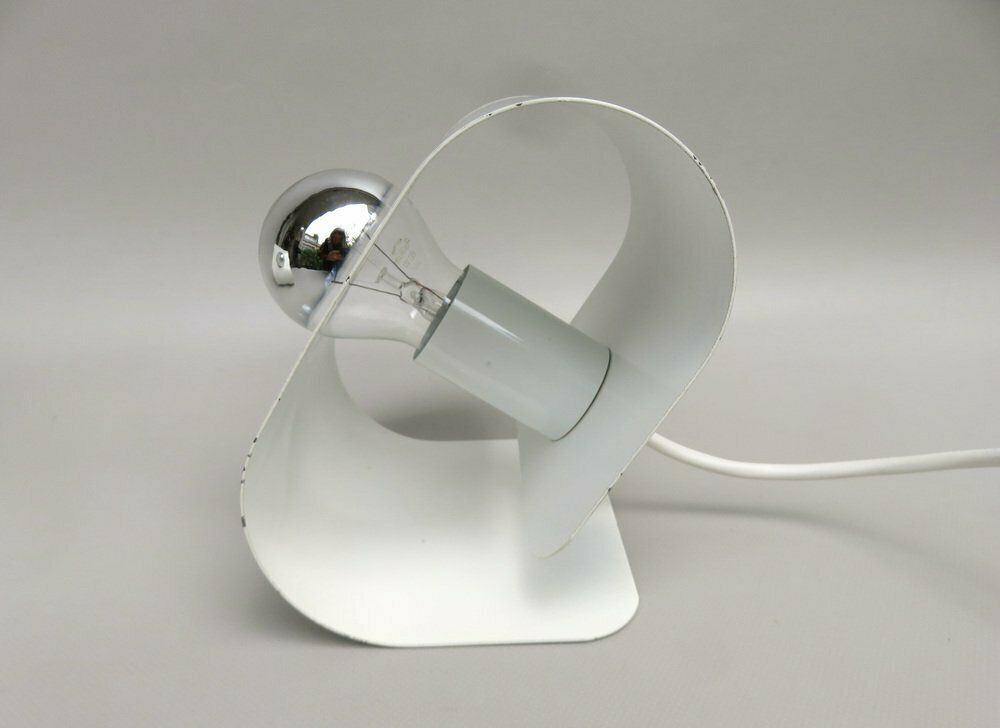 photo for sale Small Space Age Table Lights In Metal White From Sölken Leuchten, 1970s, Set Of 2