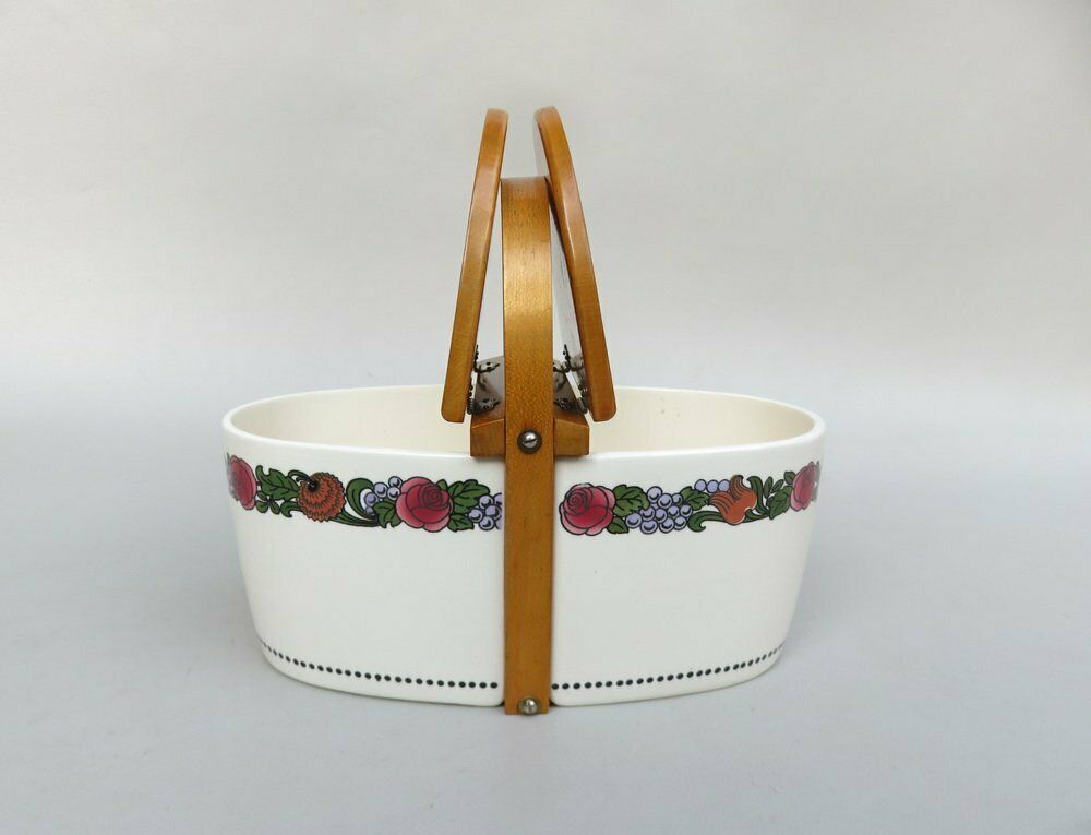 Art Nouveau Pastry Box In Ceramics And Wood, 1890s photo vintage