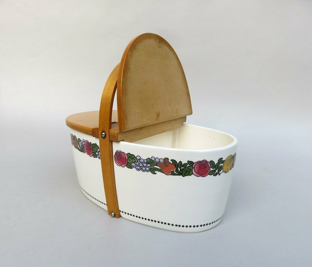 Home Decor Art Nouveau Pastry Box In Ceramics And Wood, 1890s photo