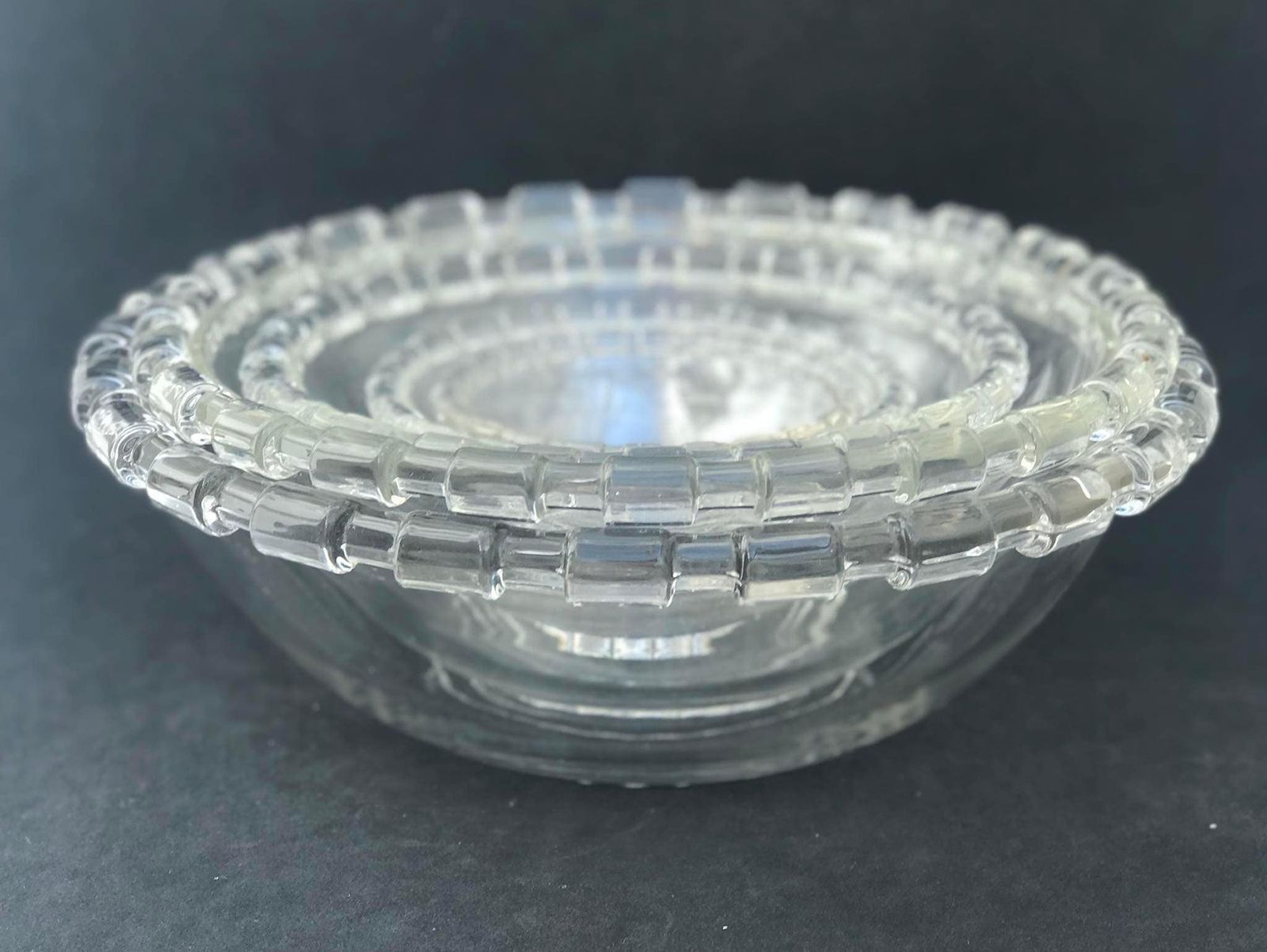 Set Of 5 Crystal Serving Dishes Or Bowls Displays By De Prestigious House Val Saint Lambert, Made In Belgium 1940s photo 264.0