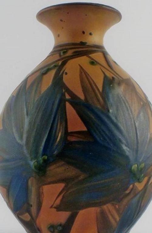 Kähler, Hak, Glazed Stoneware Vase, Beautiful Glaze In Dark Blue Shades photo furniture