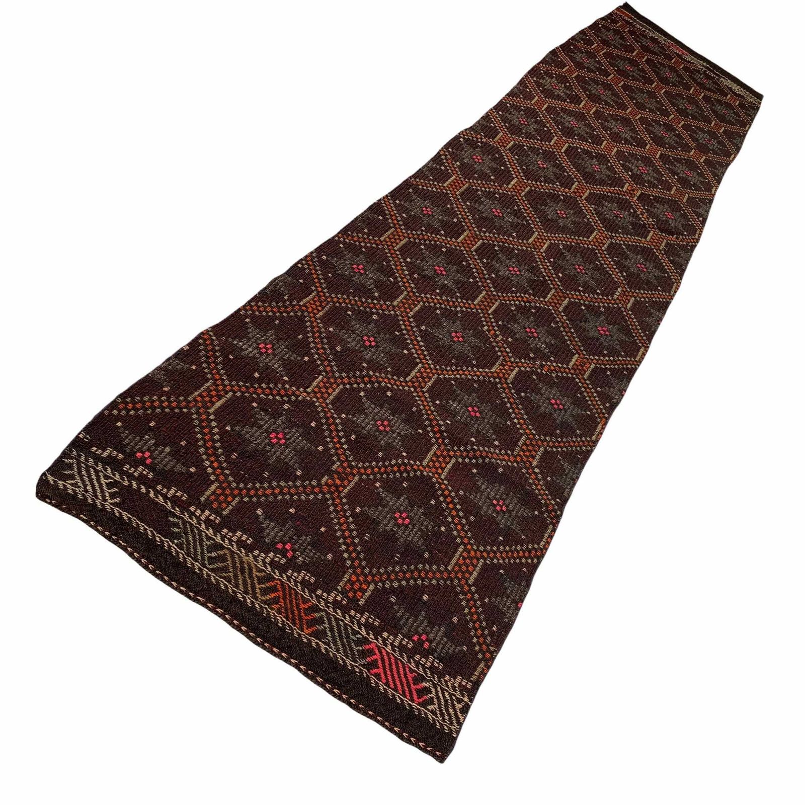 Traditional Turkish Kilim Rug Runner , Vintage Turkish Wool Country Home Kelim Runner photo Textiles