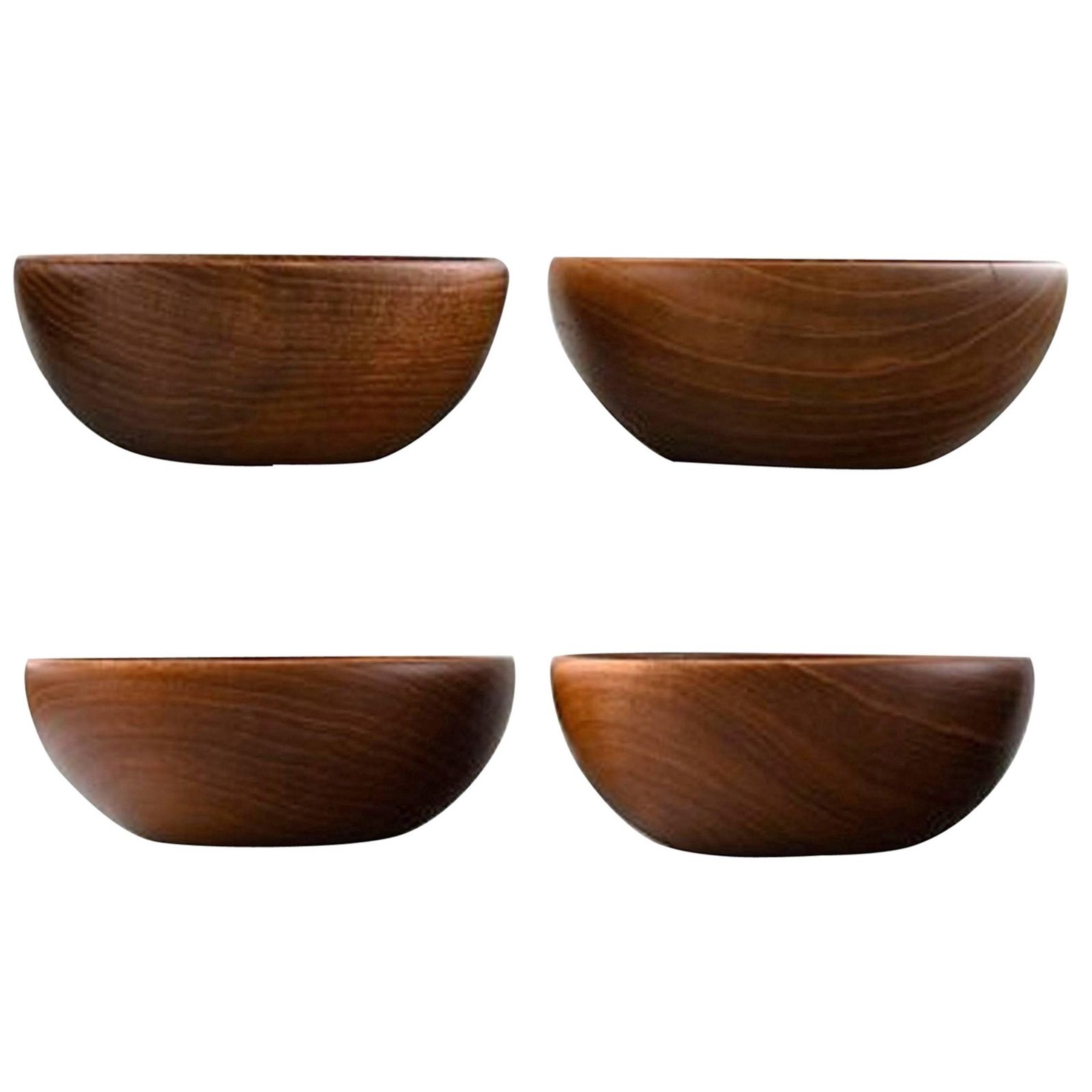 Kay Bojesen Danish Artist, Four Bowls Of Teak, Mid 20th Century, Danish Design