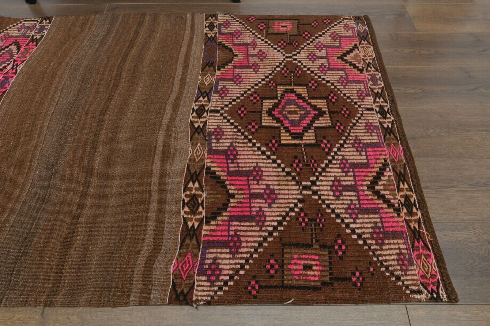 4x6 Vintage Turkish Carpet, Oushak Handmade Wool Rug, Brown Pink Rug, Area Rugs, Rustic Farmhouse Decor, One Of A Kind Made In Anatolia photo furniture
