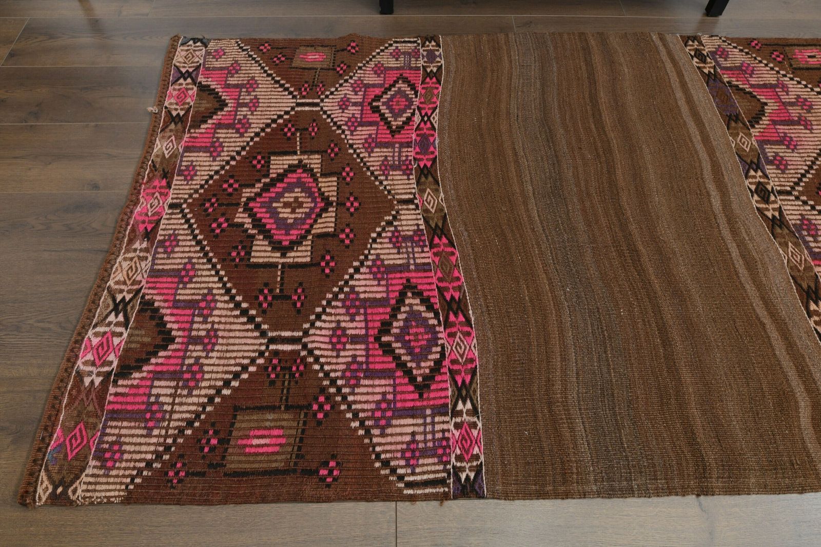4x6 Vintage Turkish Carpet, Oushak Handmade Wool Rug, Brown Pink Rug, Area Rugs, Rustic Farmhouse Decor, One Of A Kind Made In Anatolia photo for sale