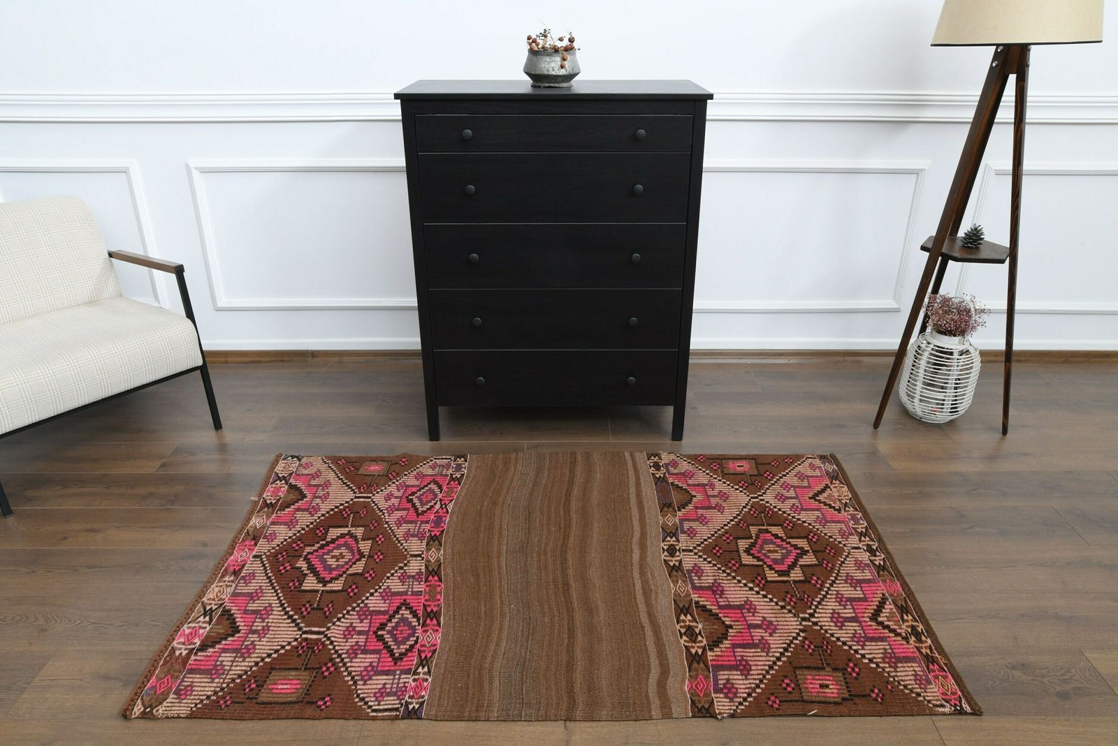 4x6 Vintage Turkish Carpet, Oushak Handmade Wool Rug, Brown Pink Rug, Area Rugs, Rustic Farmhouse Decor, One Of A Kind Made In Anatolia photo Textiles