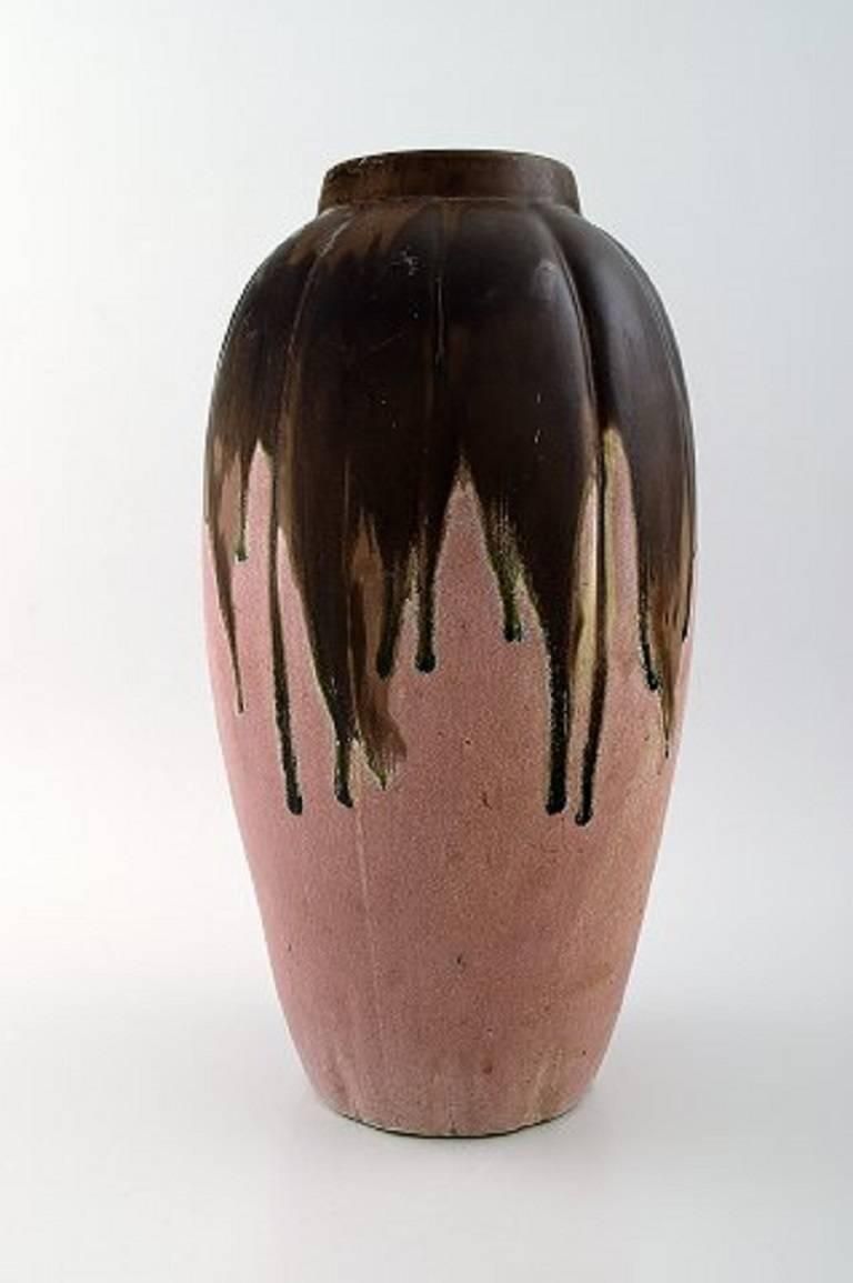 Gilbert Metenier, French Ceramist Pair Of Art Deco Pottery Vases photo vinterior