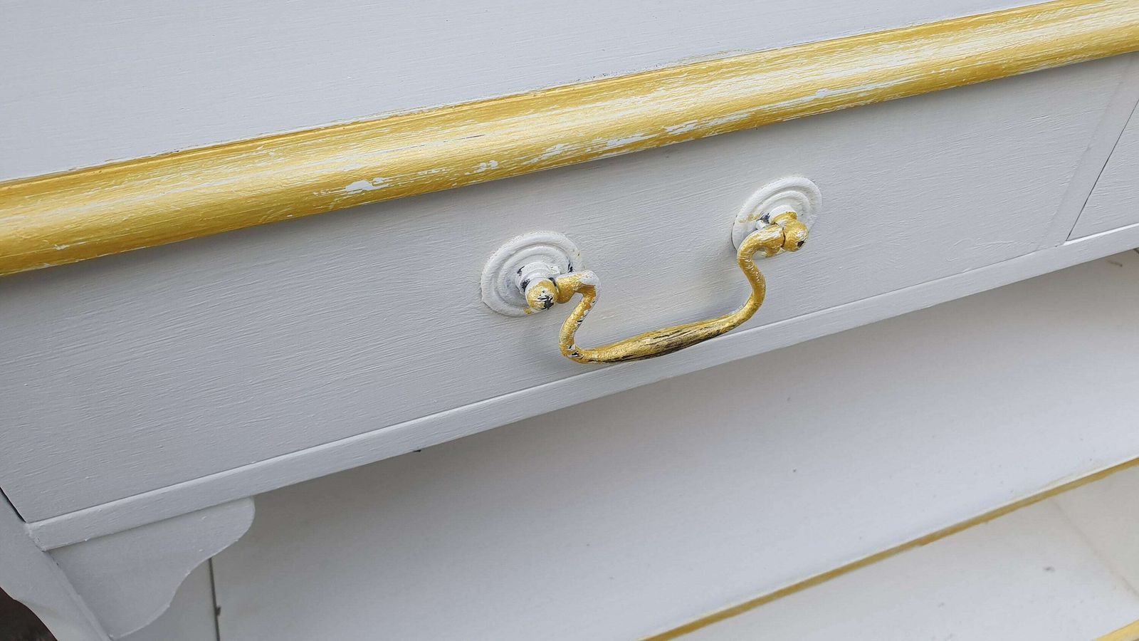 Wonderful 1970’s Shelves Bookcase Hallway Living Room Unit In Farrow And Ball Cream With Gold Highlights photo 275.0