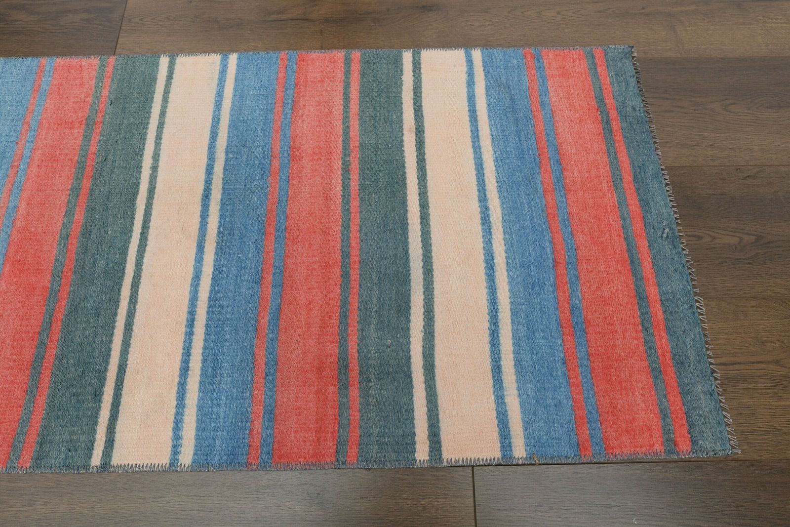 2x12 Pastel Vintage Turkish Oushak Kilim Rug Runner, Handmade Wool Carpet, Kitchen Hallway Rug, One Of A Kind, Boho Decor, Striped Carpet photo furniture