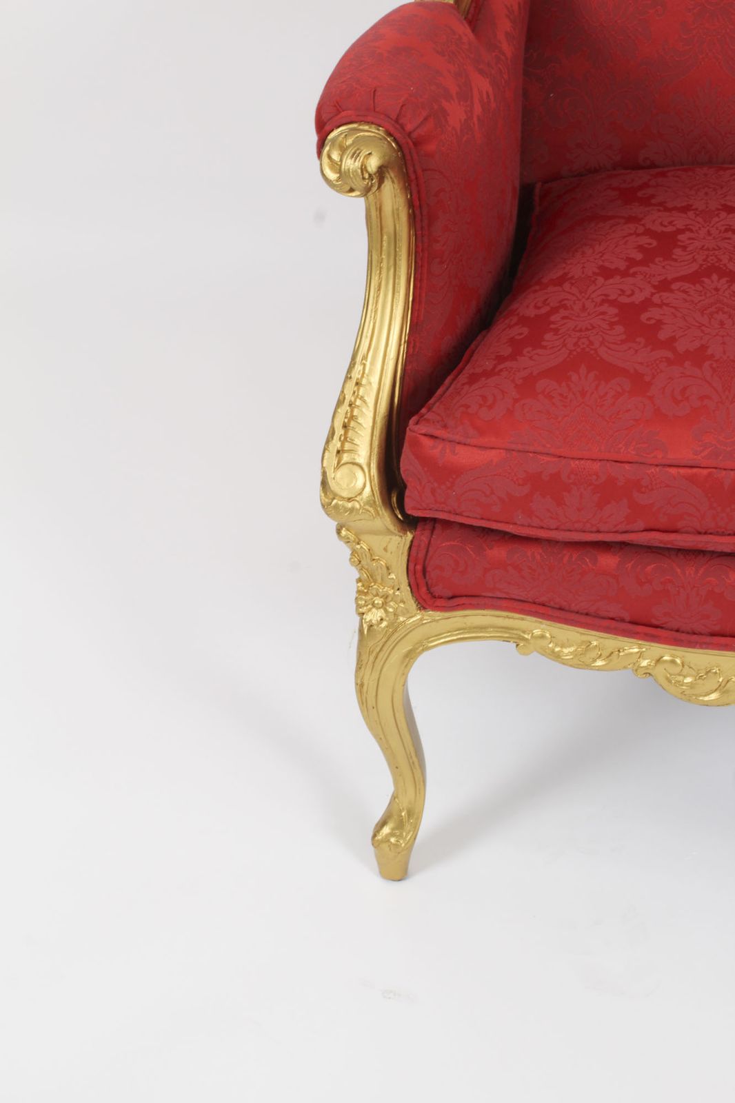 Antique Louis XV Revival Giltwood Shaped Bergere Armchair 19th C photo vintage