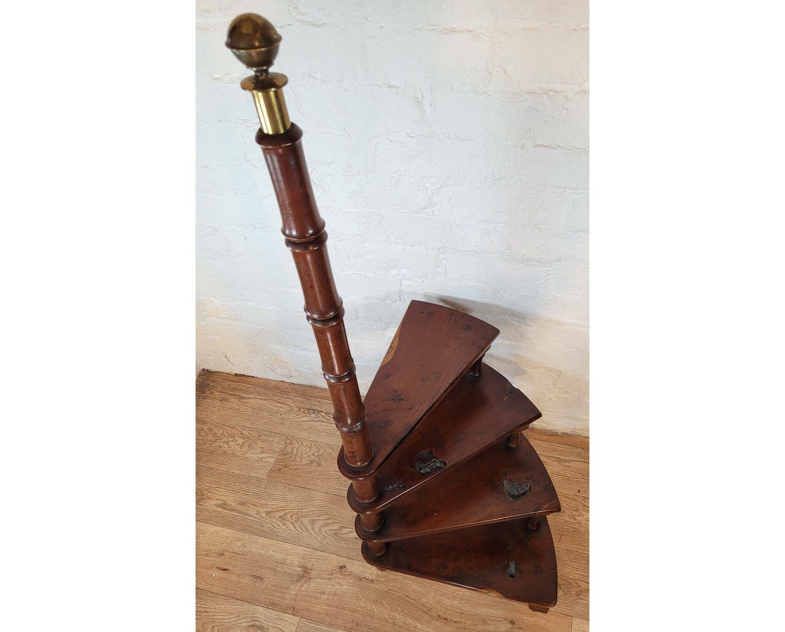 Antique George IV Yew Library Steps / Antique Georgian Library Steps / Spiral Steps / Antique Library Steps photo Home Decor