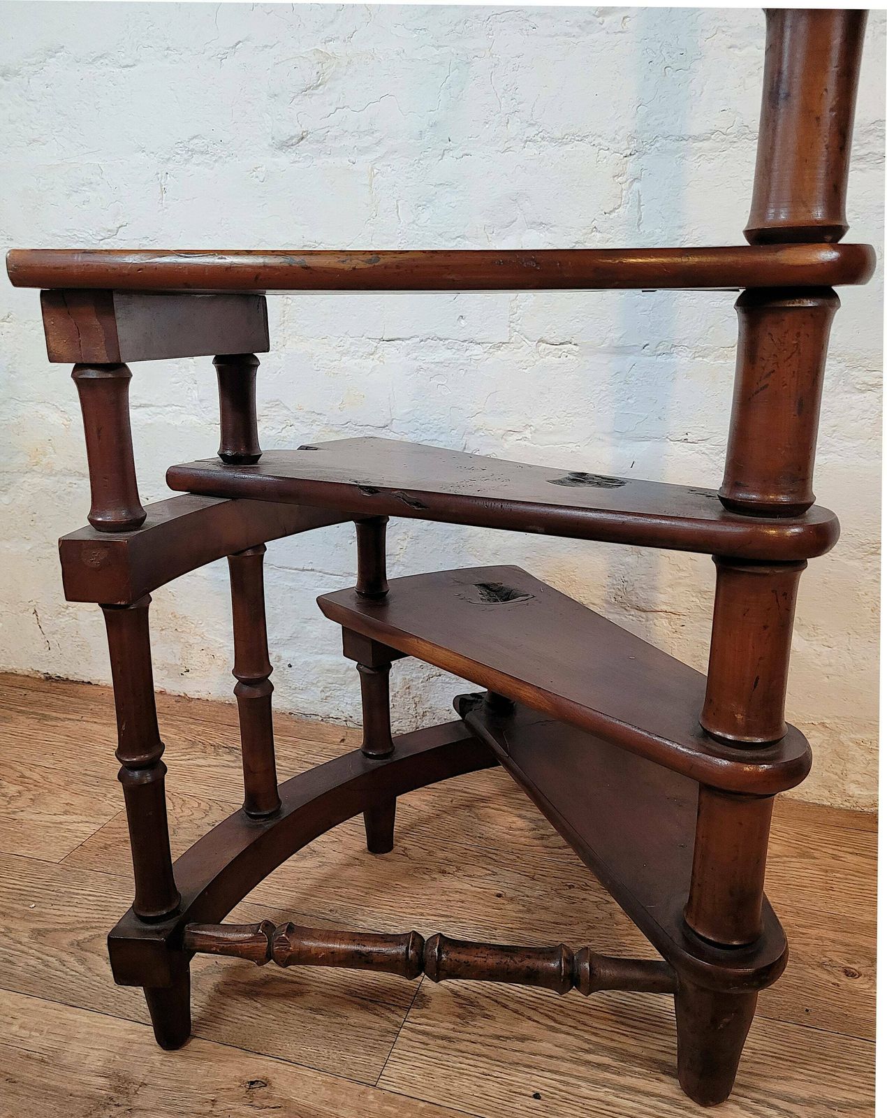 photo for sale Antique George IV Yew Library Steps / Antique Georgian Library Steps / Spiral Steps / Antique Library Steps