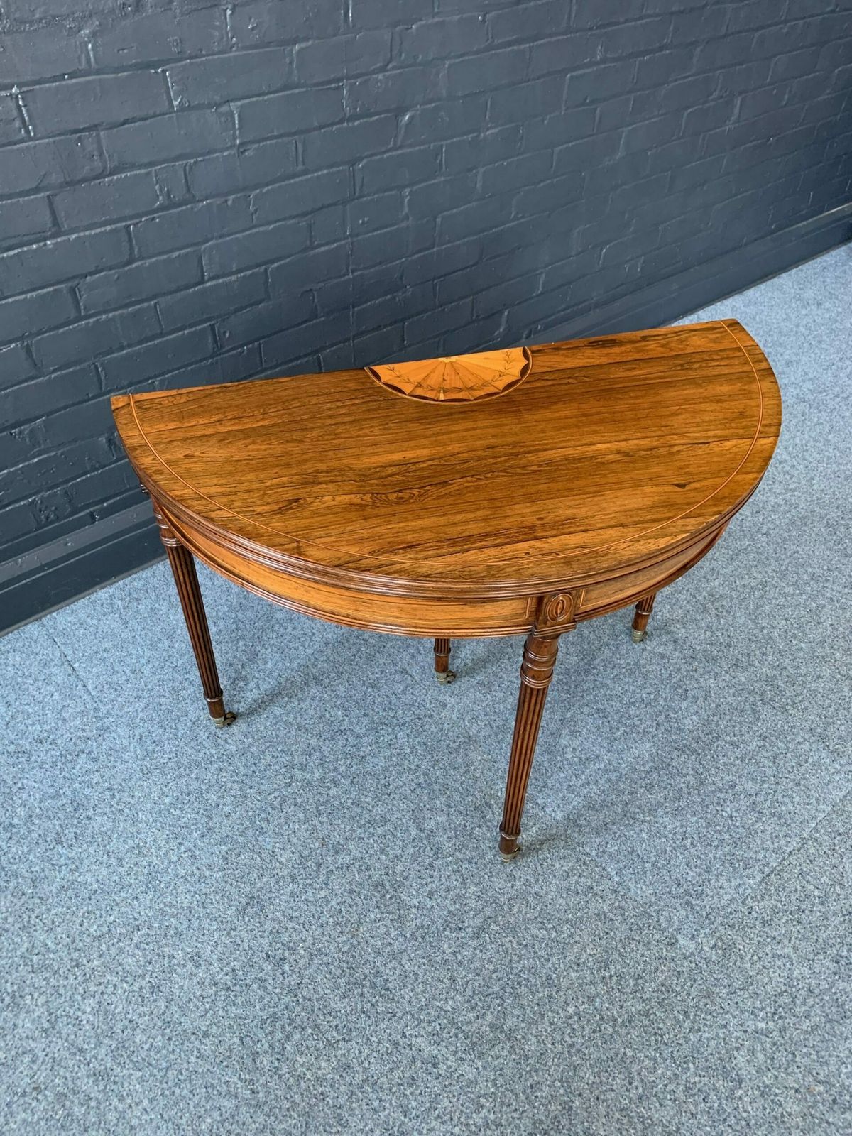 Rosewood Inlaid Demilune Games Table photo Furniture