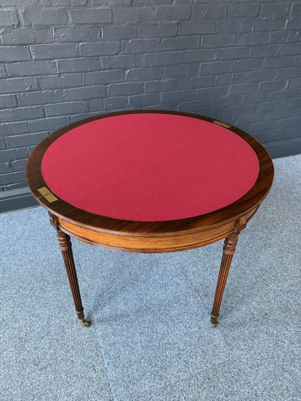 Rosewood Inlaid Demilune Games Table photo vintage