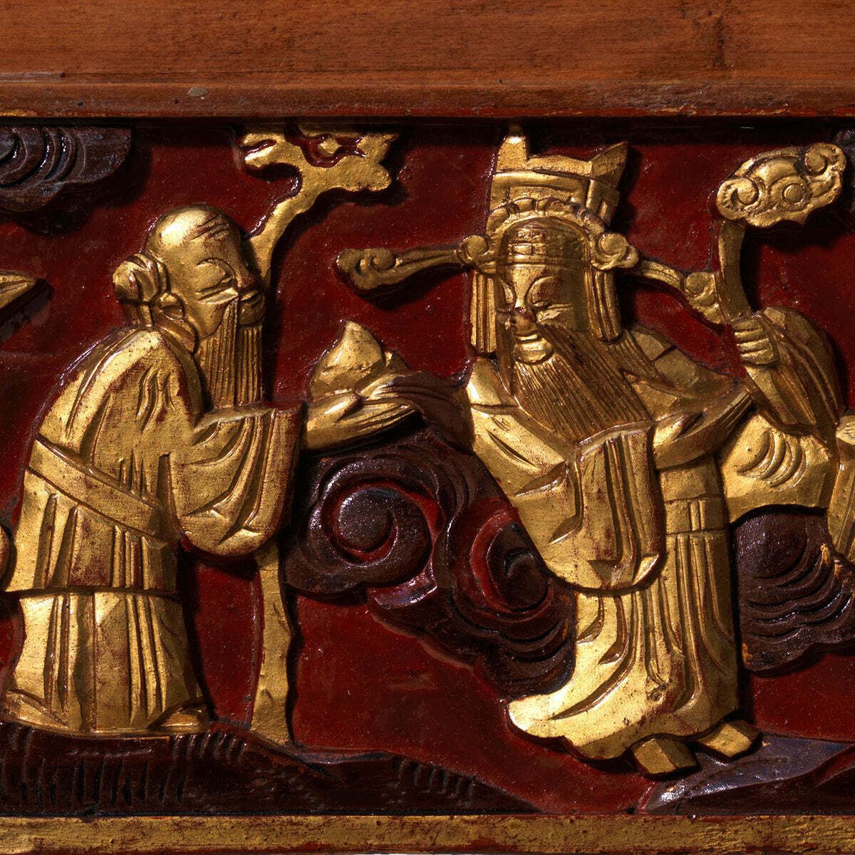 Red And Gold Decorative Carved Lintel photo for sale