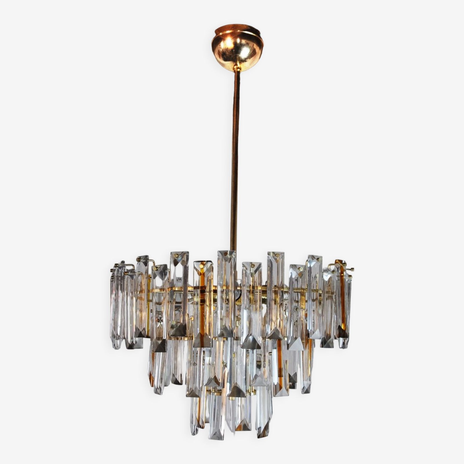 Venini Two Tone Chandelier, 3 Levels, Murano Glass, Italy, 1970