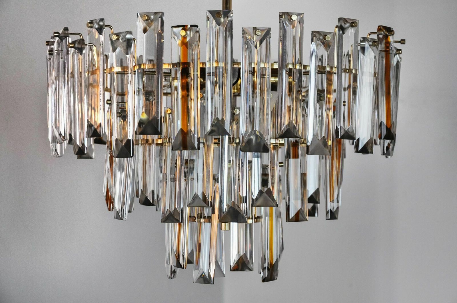 Venini Two Tone Chandelier, 3 Levels, Murano Glass, Italy, 1970 photo buy