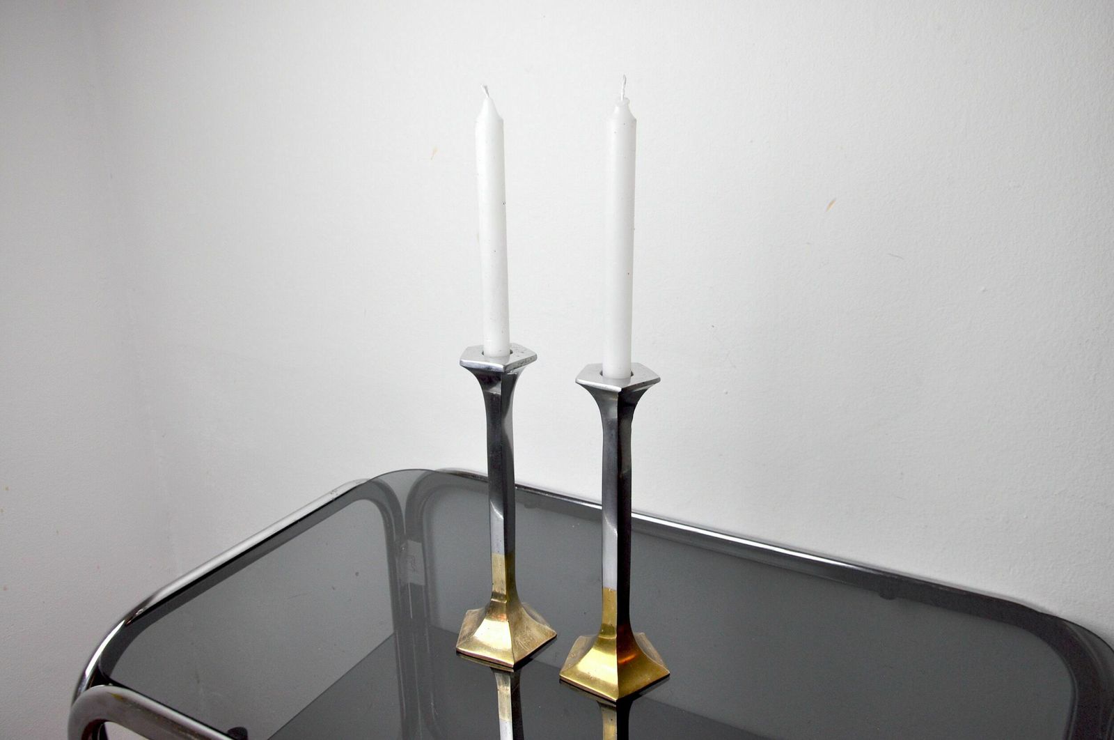 Pair Of Brutalist Candlesticks By David Marshall, 1980, Spain photo for sale