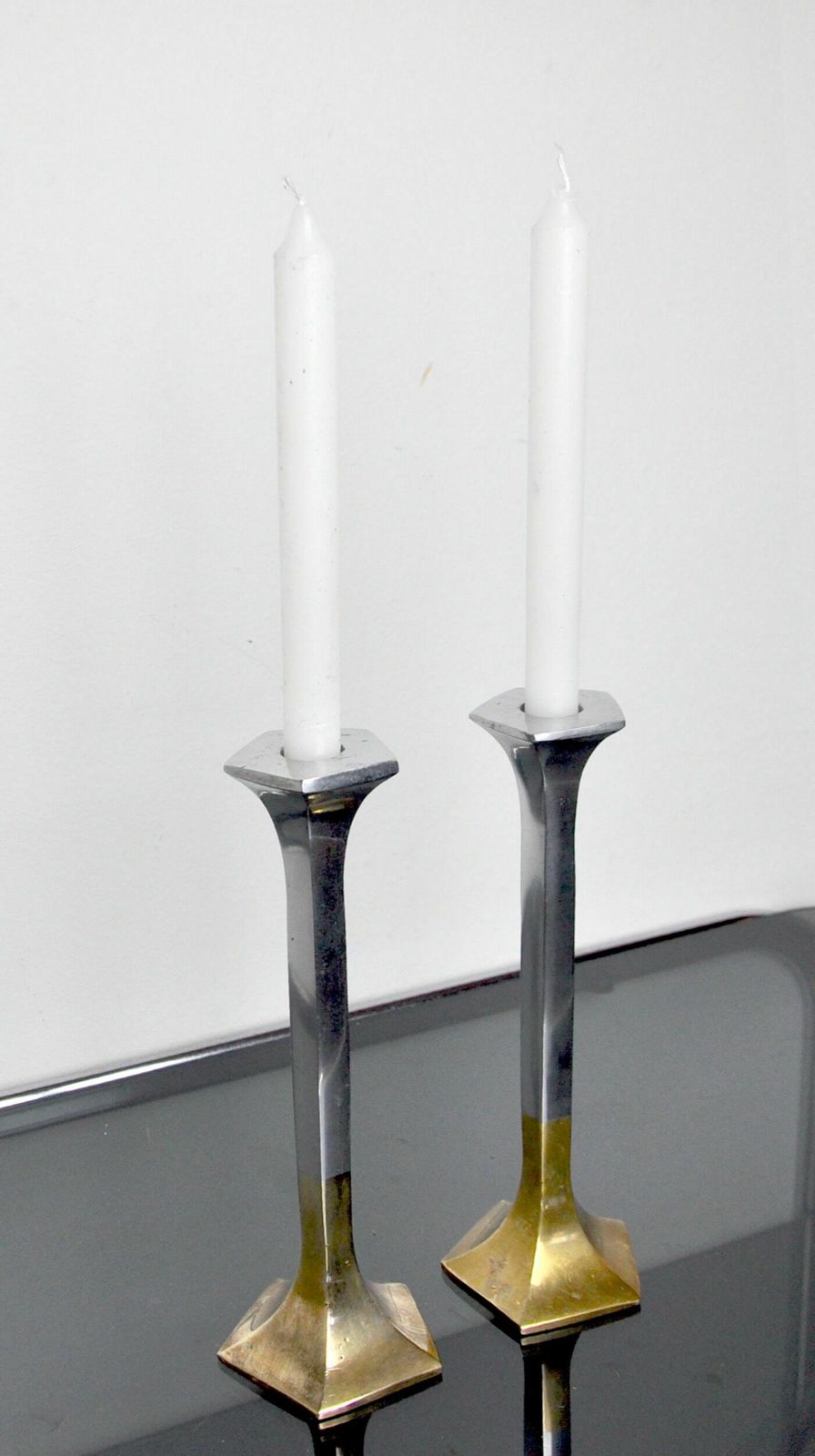 Pair Of Brutalist Candlesticks By David Marshall, 1980, Spain photo vinterior