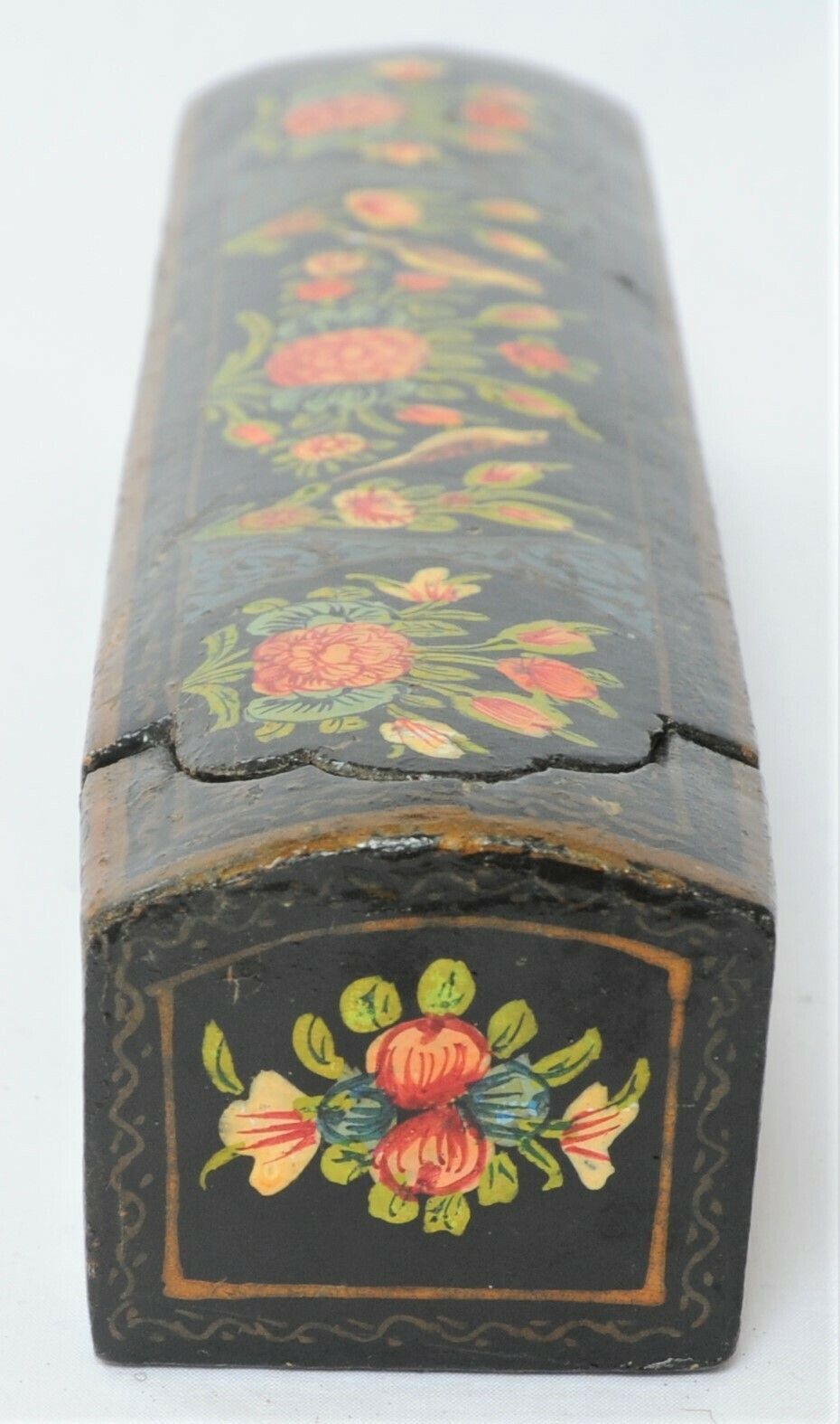 Antique Lacquered Paper Mache Qalamdan Pen Holder From Kashmir photo 284.0