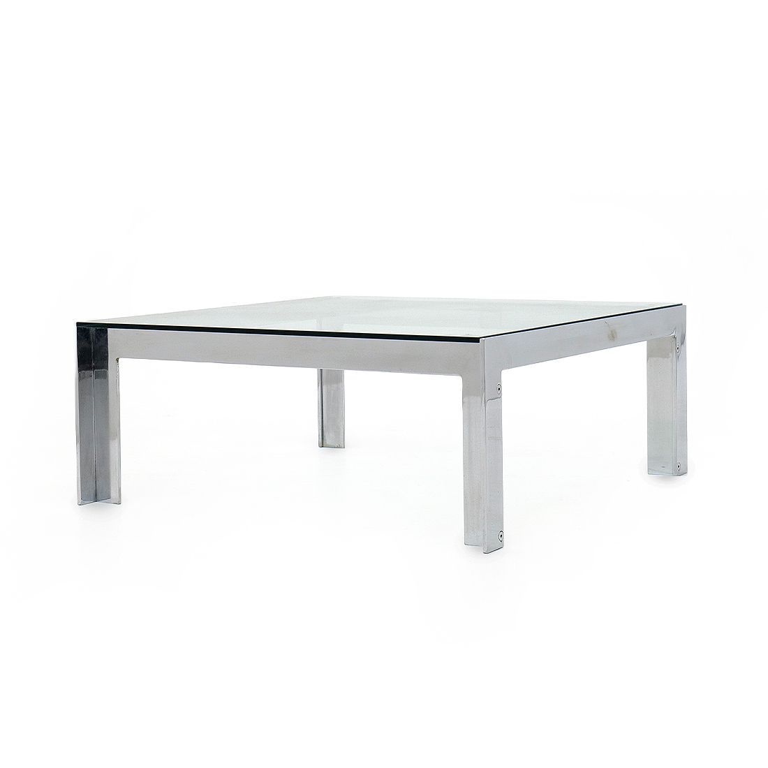 Furniture Steel And Glass Coffee Table By Alberto Rosselli For Saporiti, 1970s photo