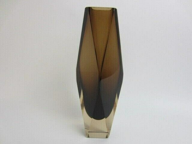 Space Age V Nason Cinnamon And Gold Sommerso Art Glass Vase Faceted Geometric photo furniture
