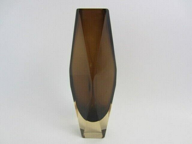 Xxl Space Age V Nason Cinnamon And Gold Sommerso Art Glass Vase Faceted Geometric photo 230.0