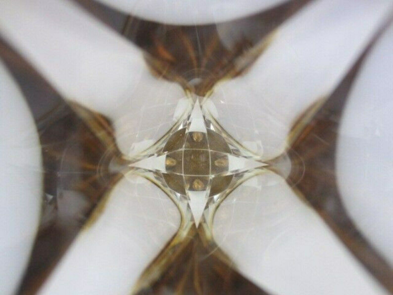 photo for sale Space Age Brown And Golden Amber Sommerso Art Glass Faceted Vase Made In Italy