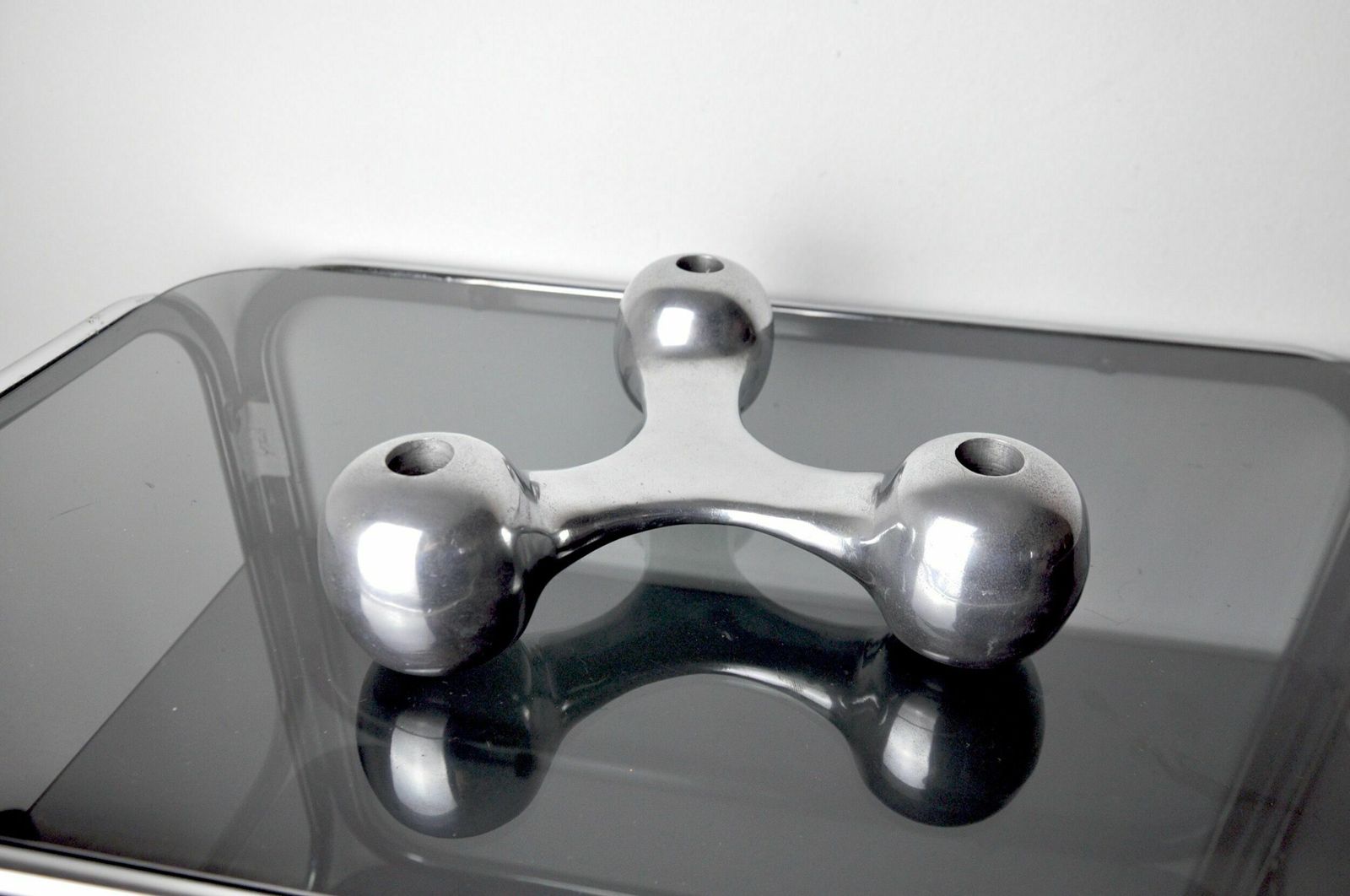 Scandinavian Boomerang Candle Holders, Aluminium, Denmark, 1970 photo furniture