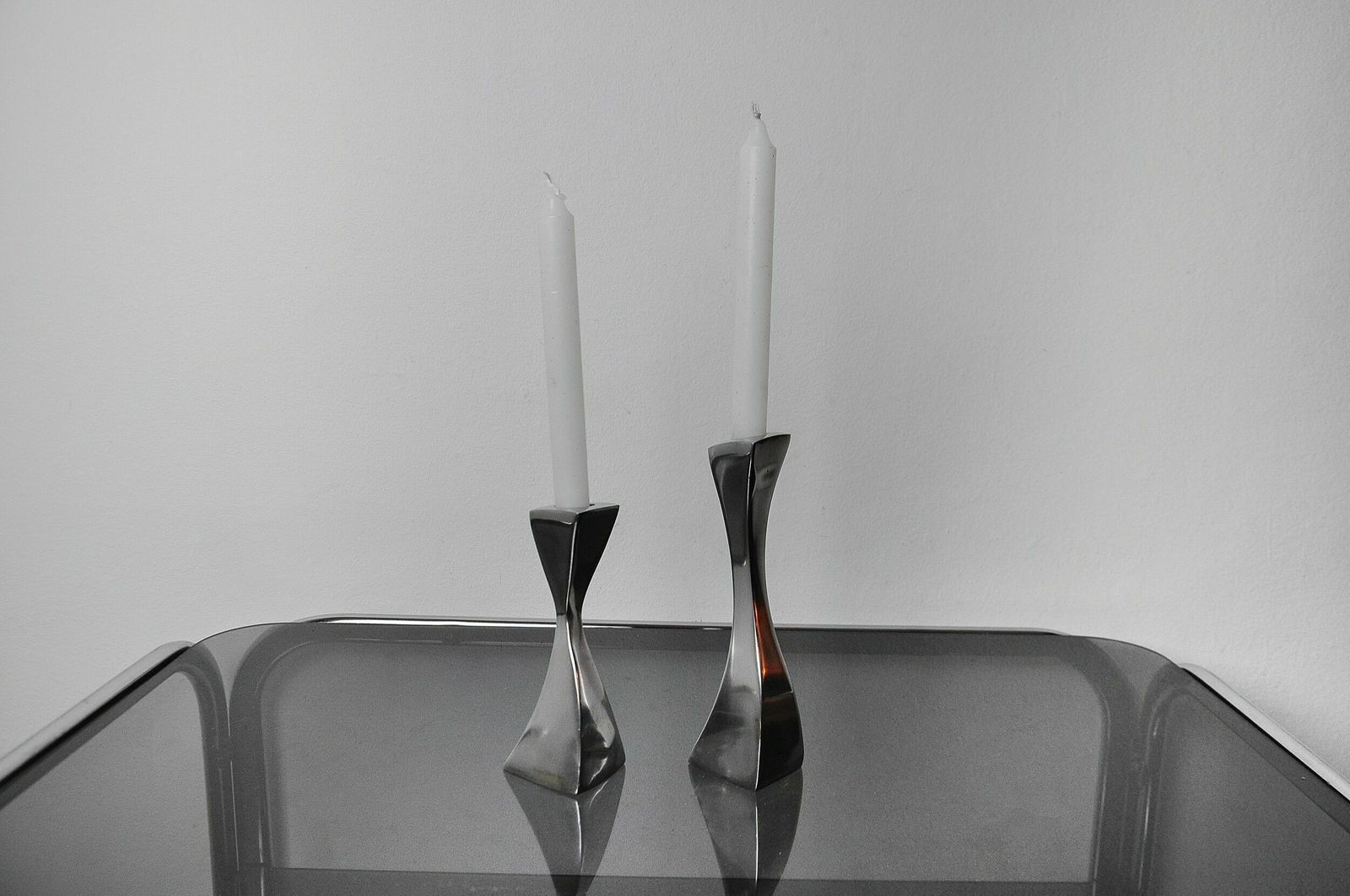 Pair Of Swan Candlesticks By Matthew Hilton, England, 1980 photo for sale