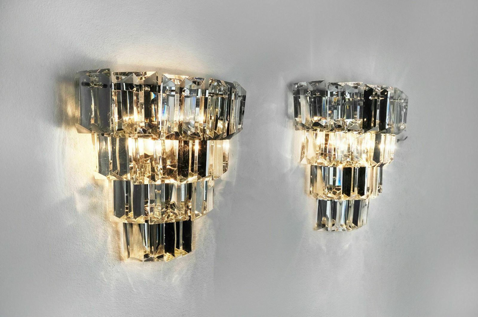 Pair Of Kinkeldey Sconces, 4 Levels, German Cut Crystals, 1970 photo 1733.0