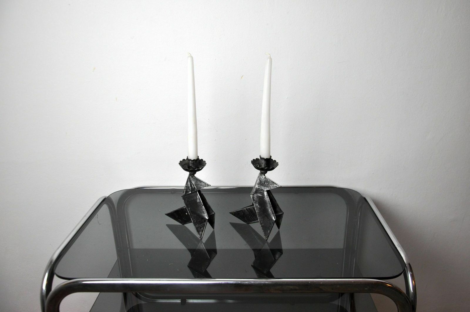 Pair Of "Bird" Candlesticks, Folk Art, Denmark, 1970 photo for sale