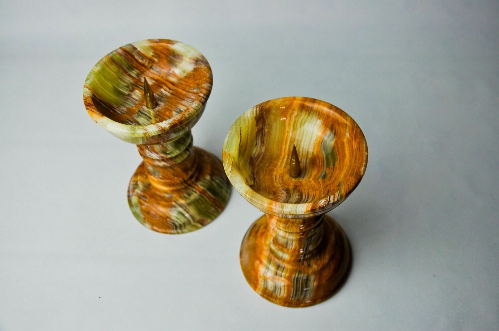 Pair Of Onyx And Brass Candle Holders, Italy, 1980 photo vinterior