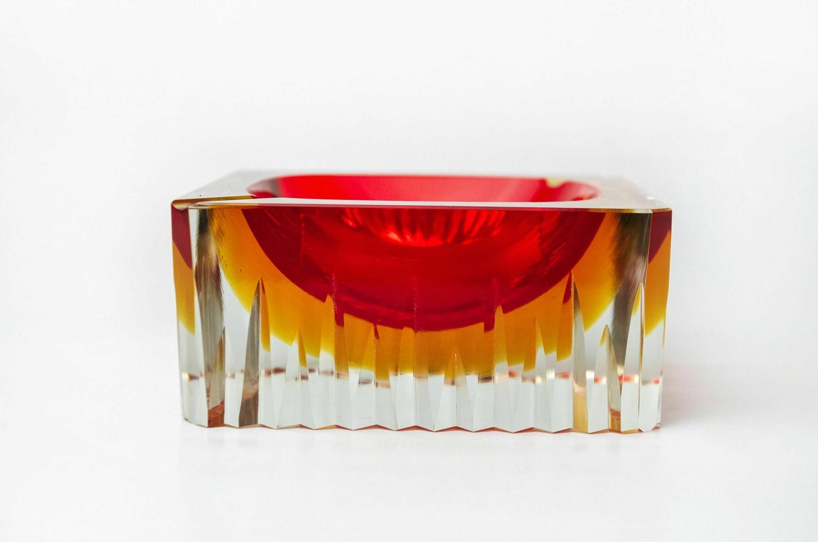 Red And Yellow Cubic Sommerso Ashtray By Seguso, Murano, Italy, 1970 photo furniture