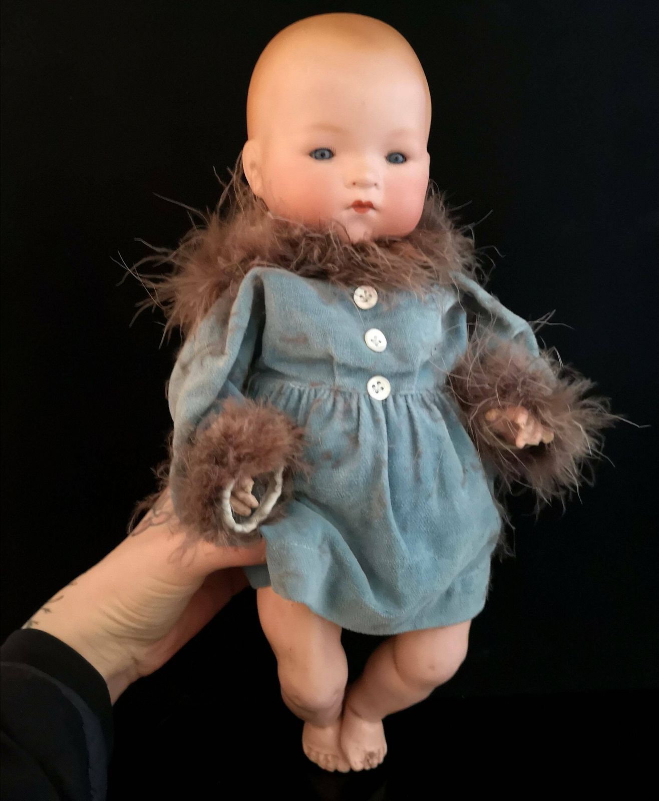 Vintage Armand Marseille Bisque Headed, Baby Doll, C1920's photo furniture