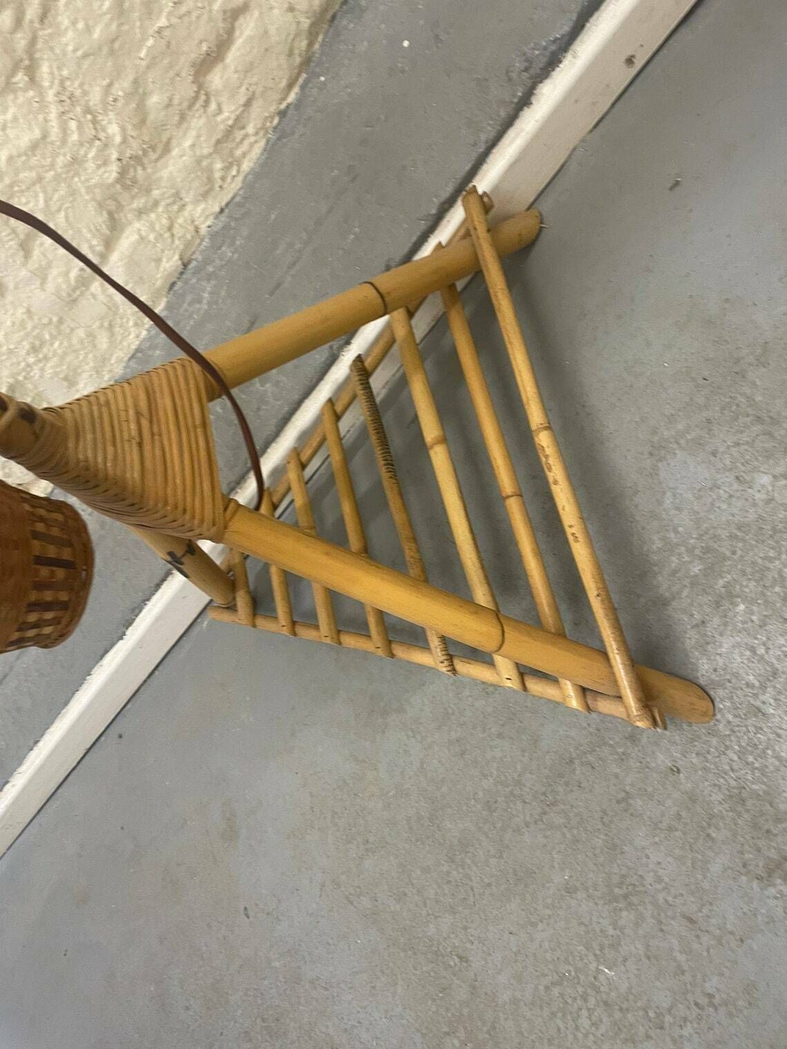 Rare Vintage Light Standard Lamp Bamboo Tiki Plant Stand photo 215.0