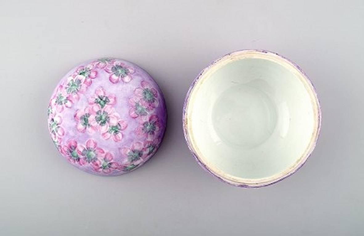 Rosenthal Lidded Jar / Jewelry Box, Hand Painted With Pink Flowers photo for sale
