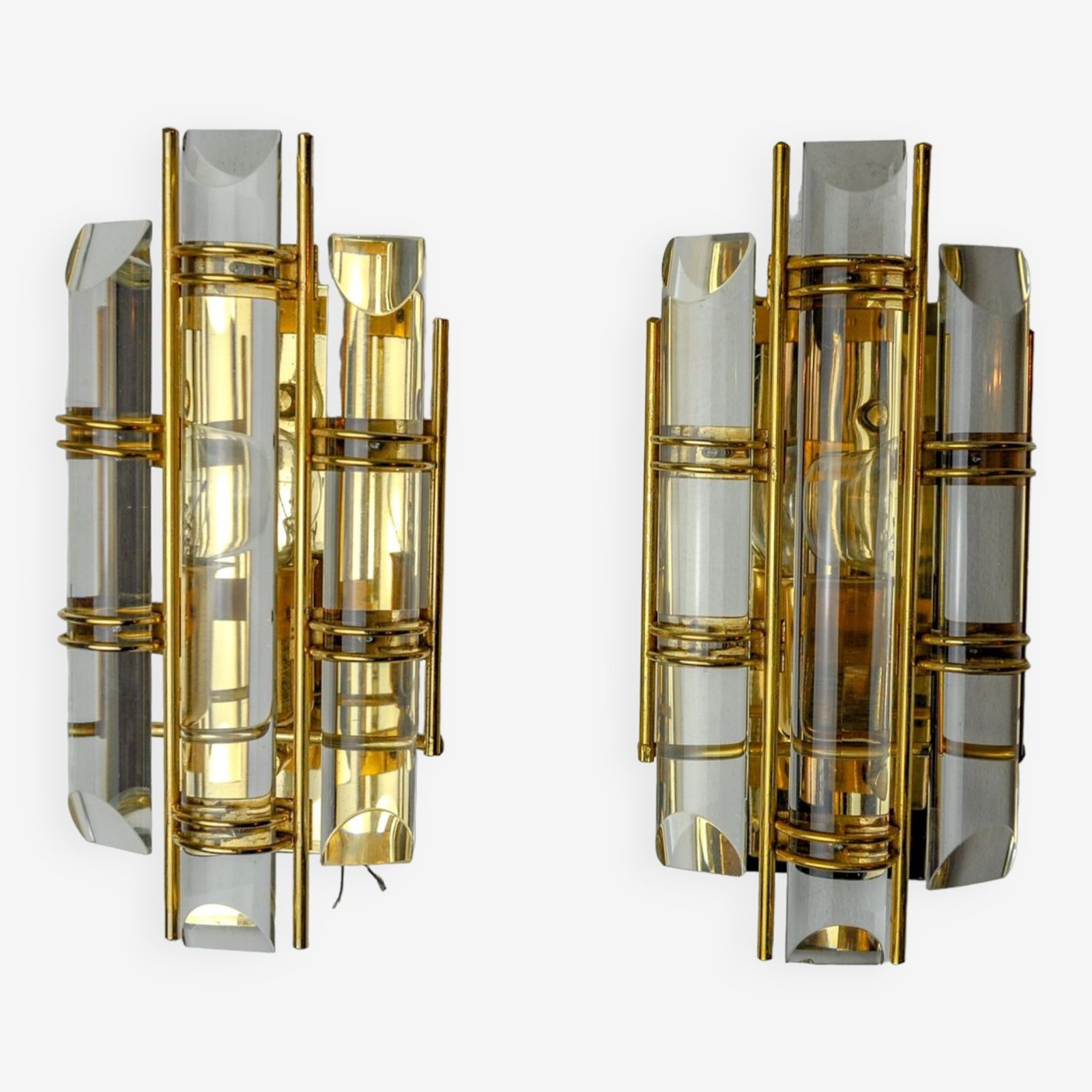 Pair Of Venini Sconces, Half Moon Glass, Murano, Italy 1970