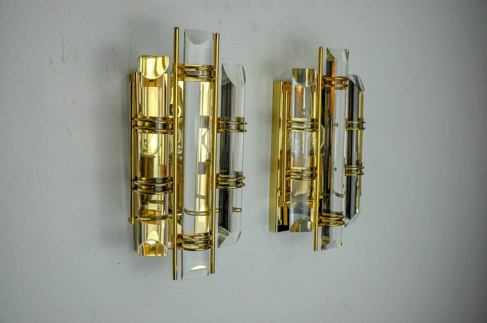 Pair Of Venini Sconces, Half Moon Glass, Murano, Italy 1970 photo 1230.0