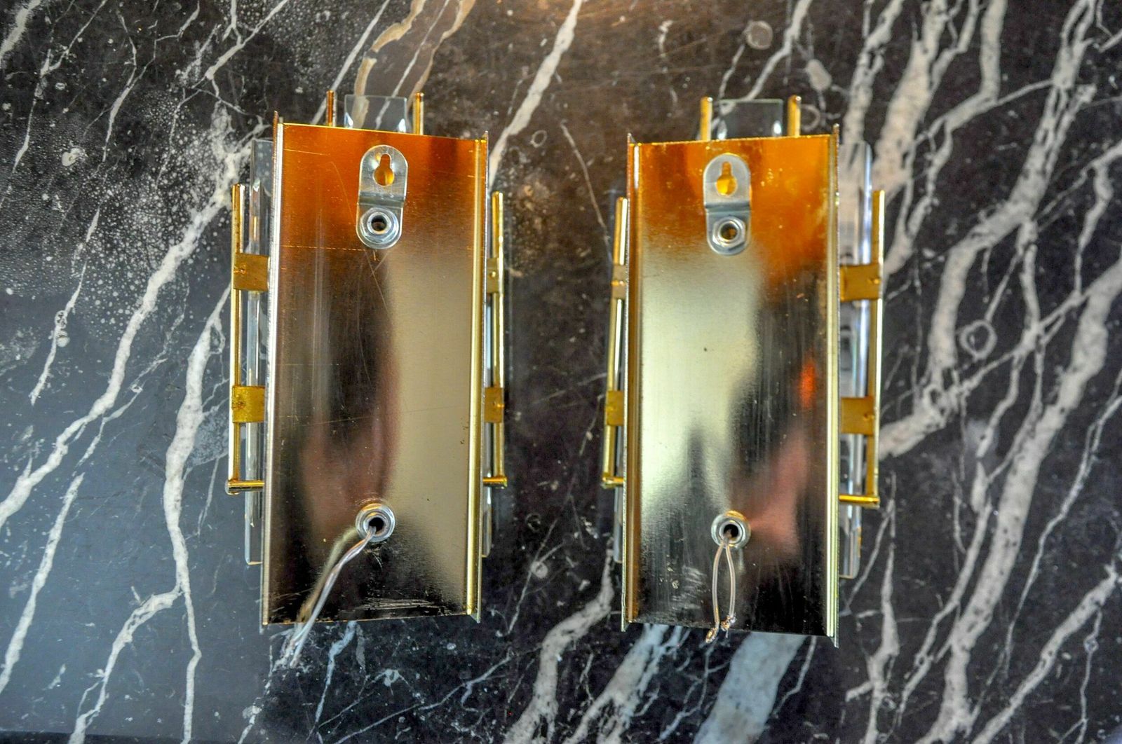 Pair Of Venini Sconces, Half Moon Glass, Murano, Italy 1970 photo vintage