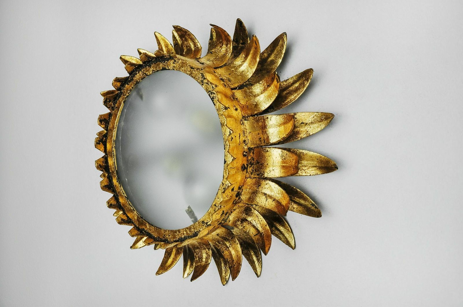 Wall Lamp Sun By Ferro Arte, Metal And Gold Leaf, Spain, 1960 photo furniture