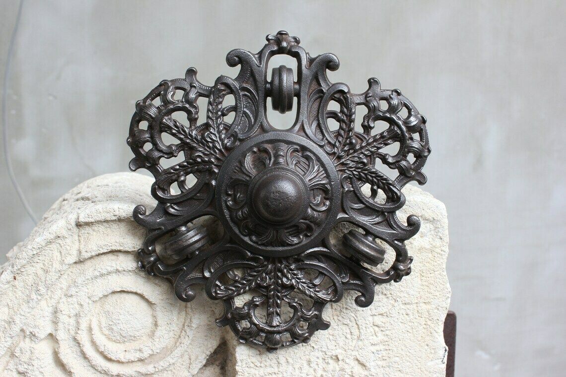 Antique Cast Iron Pendant Pulley System Perfect Spare Part For Oil Lamp Victorian Style Ceiling Light photo for sale