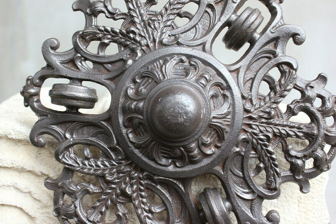 Antique Cast Iron Pendant Pulley System Perfect Spare Part For Oil Lamp Victorian Style Ceiling Light photo vintage