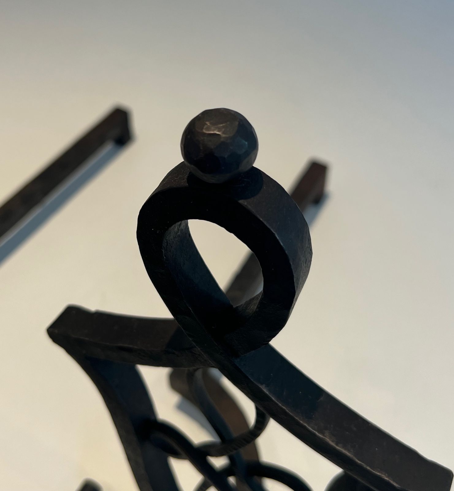photo vinterior Pair Of Wrought Iron Andirons In The Style Of Raymond Subes