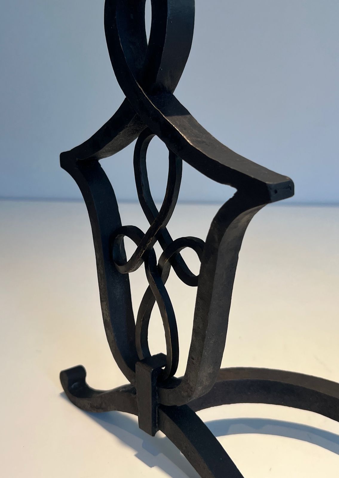 photo buy Pair Of Wrought Iron Andirons In The Style Of Raymond Subes