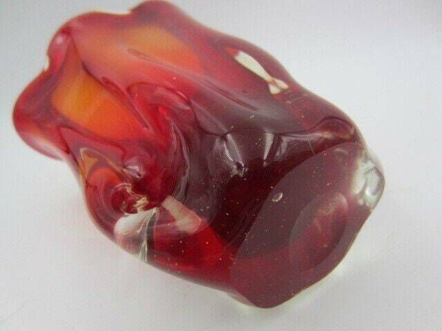 photo furniture Murano Sommerso Ribbed Art Glass Vase 50s Red Organic Shaped