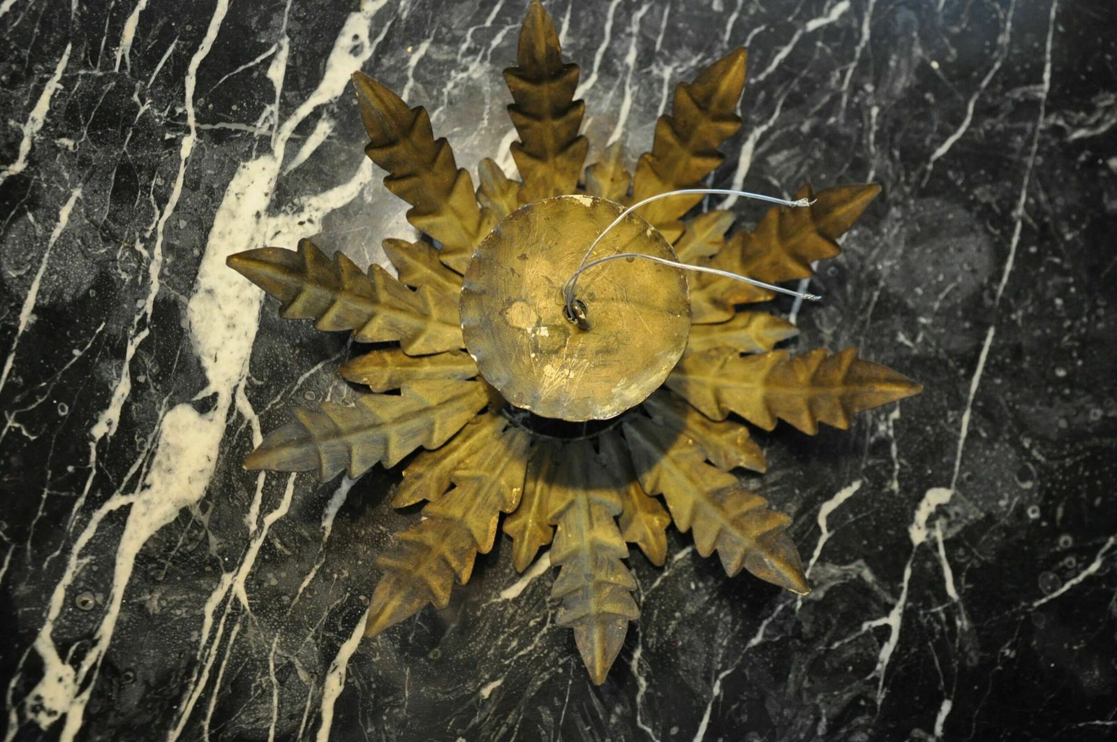 Sun Wall Lamp By Ferro Arte, Metal And Gold Leaf, Spain, 1960 photo vintage
