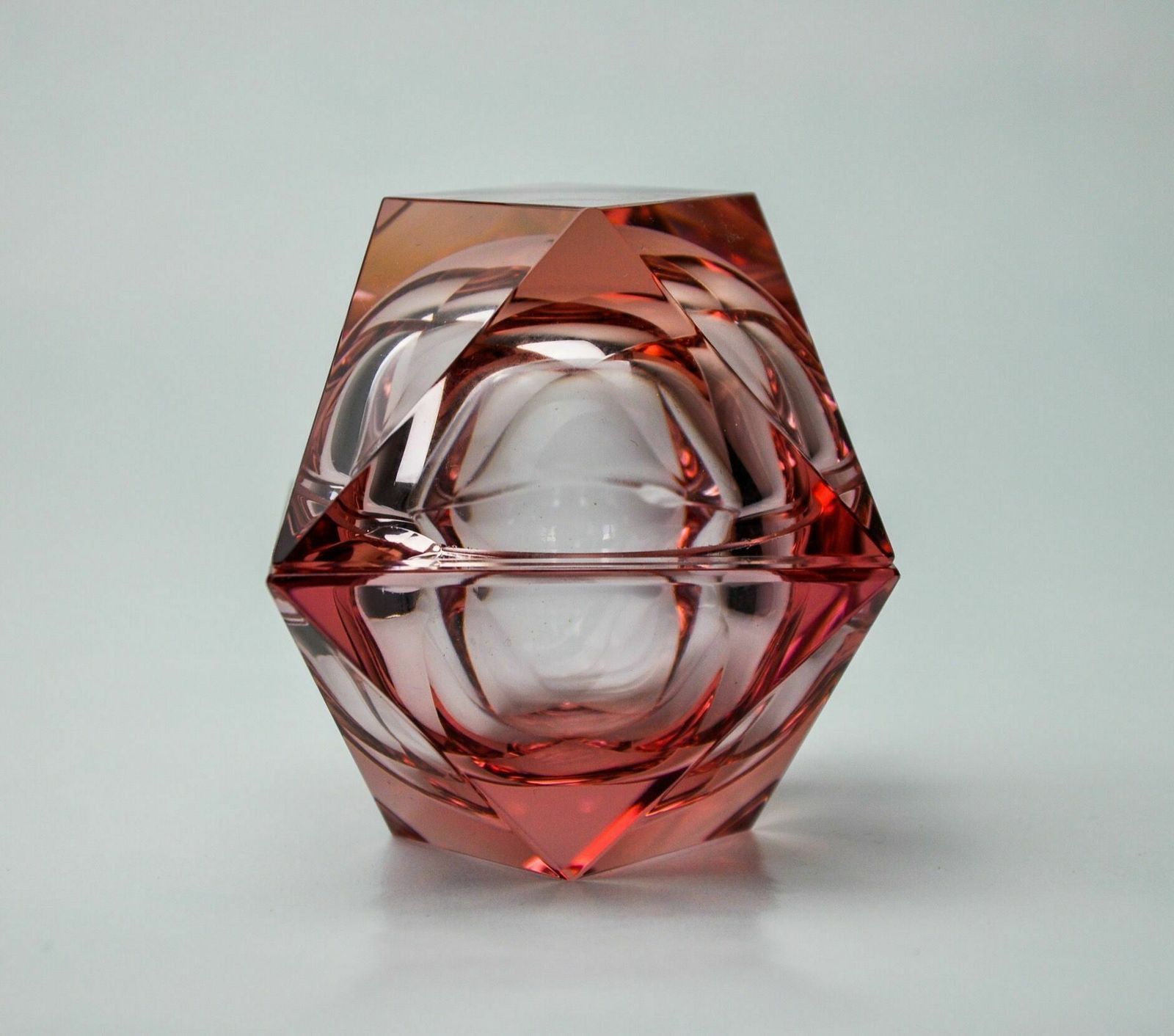 Duo Of Pink Faceted Ashtrays By Seguso, Murano, Italy, 1970 photo furniture