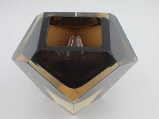 Stunning V C Nason Brown In Gold Glass Sommerso Faceted Diamond Bowl With Label photo vinterior