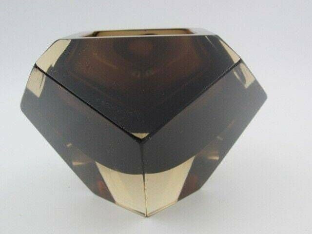 Stunning V C Nason Brown In Gold Glass Sommerso Faceted Diamond Bowl With Label photo buy